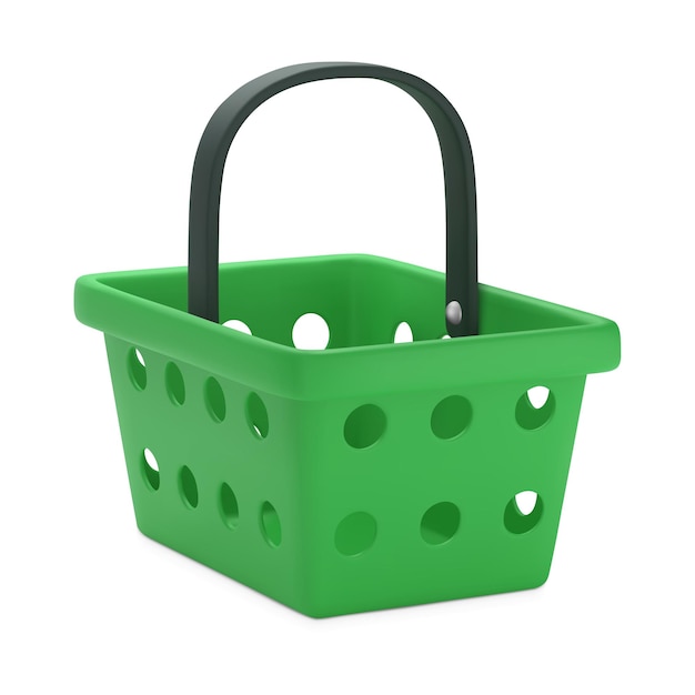 Shopping basket green plastic grocery or food cart