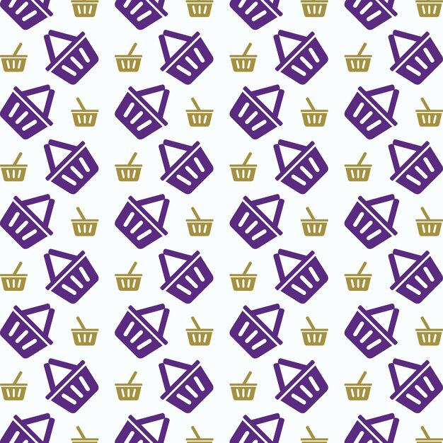 Shopping basket Icon trendy colorful repeating pattern purple vector illustration background