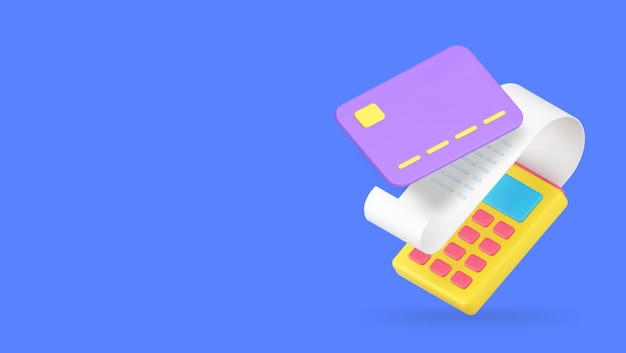 Shopping card payment success banking transaction banner with copy space 3d icon realistic vector