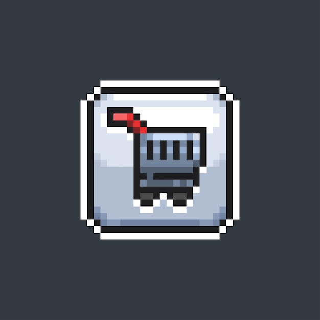 shopping cart button sign in pixel art style