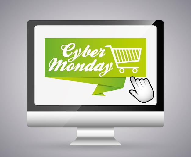 Vector shopping cart and computer icon