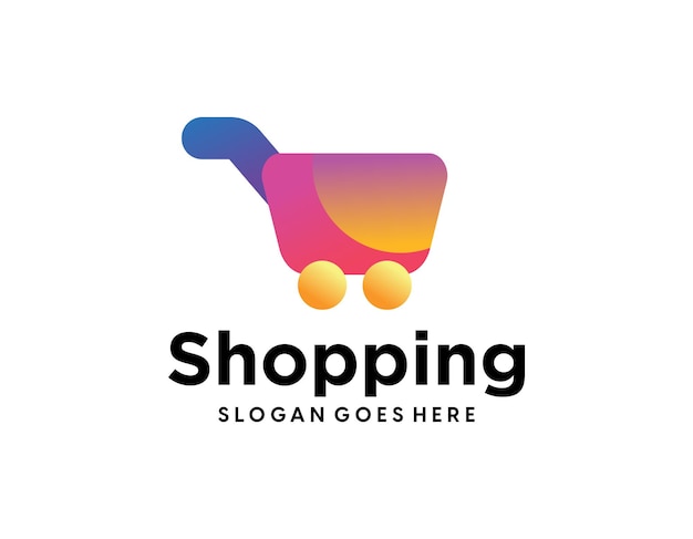 Vector shopping cart design gradient colorful simple modern