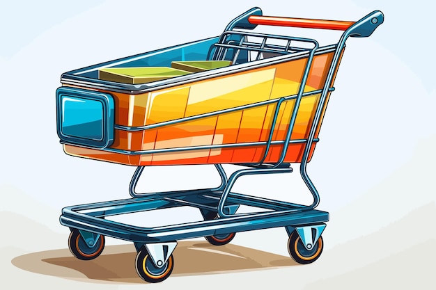 Shopping cart on grey background space for text 3d rendering