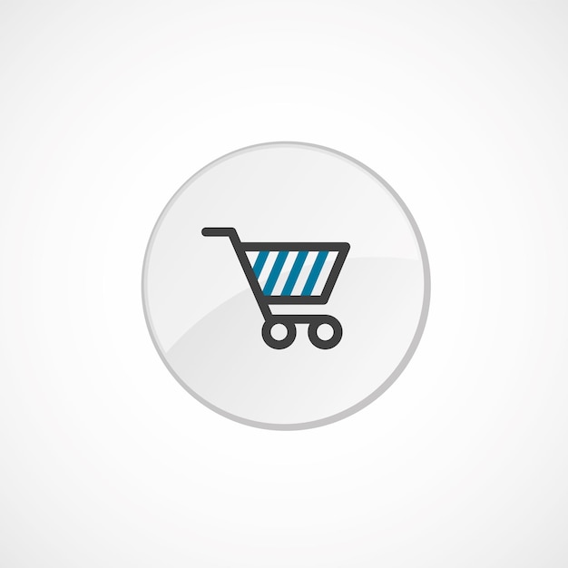 Shopping cart icon 2 colored, gray and blue, circle badge