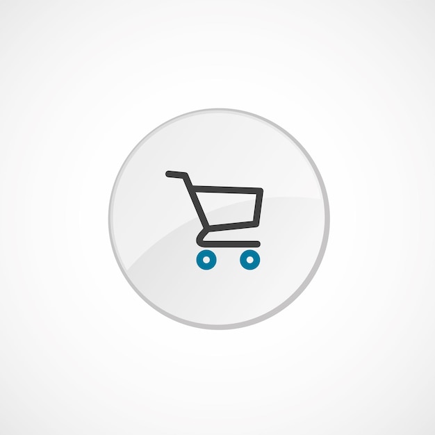 Shopping cart icon 2 colored, gray and blue, circle badge