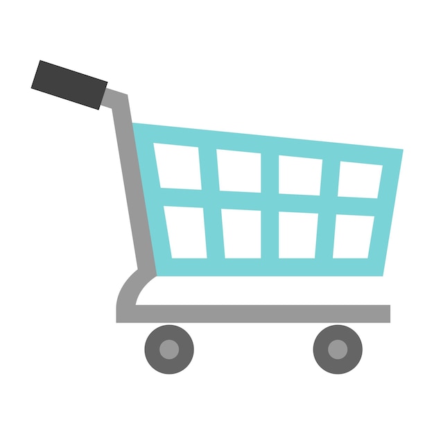 Shopping cart icon in flat color style