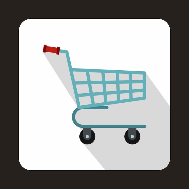 Shopping cart icon in flat style on a white background
