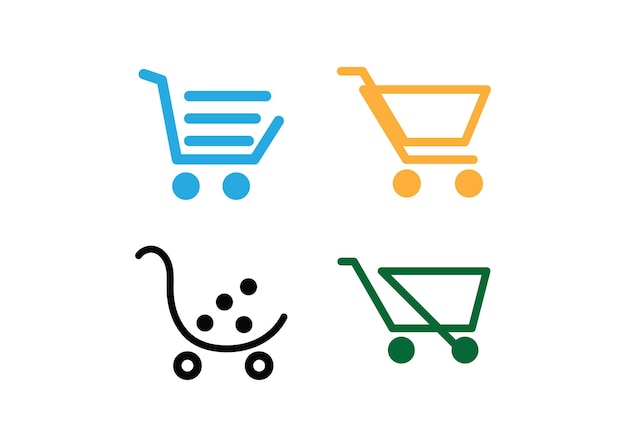 Shopping cart line icon design template isolated