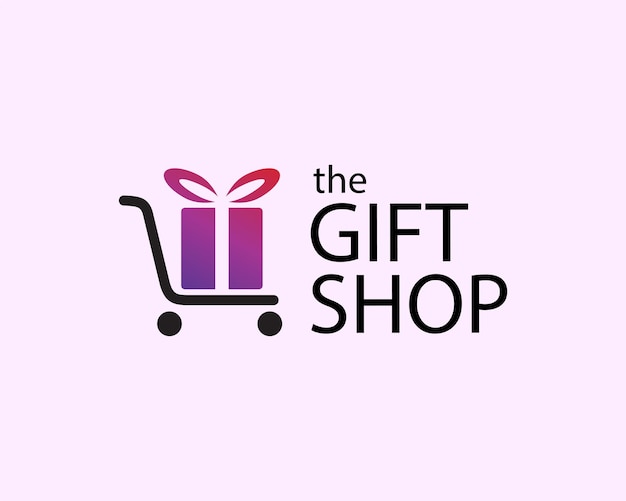 Shopping cart logo with gift box design