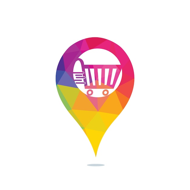 Shopping cart and map pointer logo design