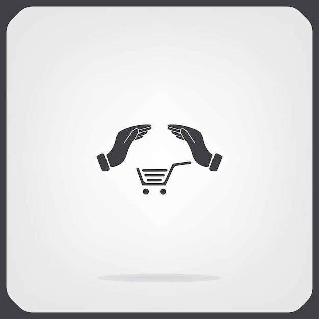 Shopping cart market symbol Vector illustration on gray background Eps 10