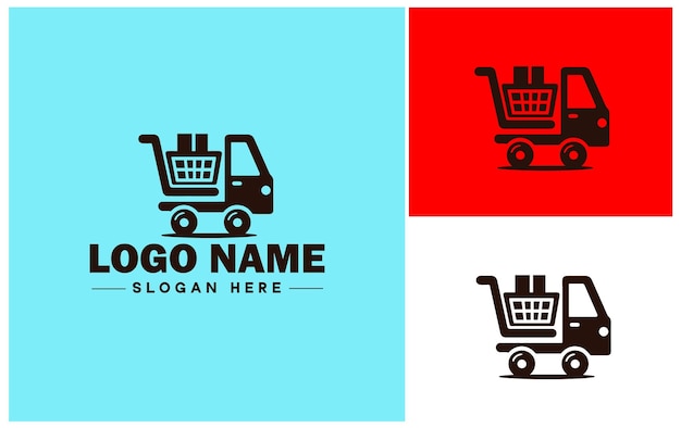 Carrello della spesa online carrello del negozio internet logo del negozio di commercio elettronico vettore di icone per applicazioni aziendali modello di logo di silhouette