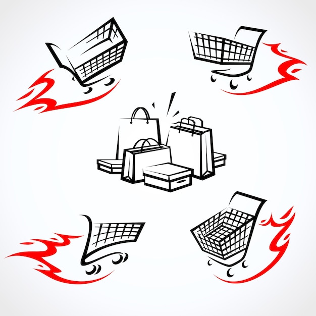 Shopping cart set. isolated shopping cart icons. vector