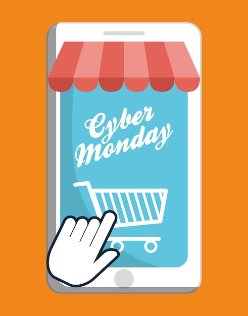 Shopping cart and smartphone icon