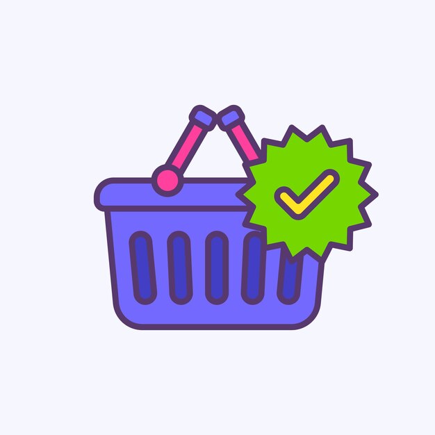 Shopping cart with green checkmark