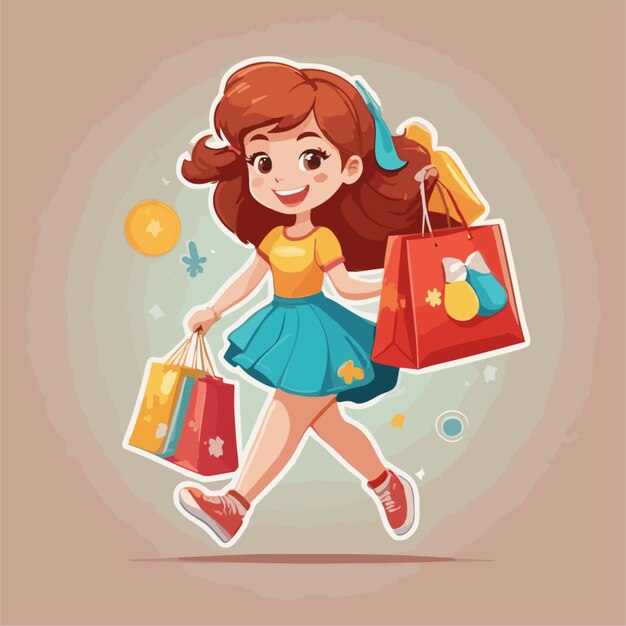 Vector shopping cartoon vector