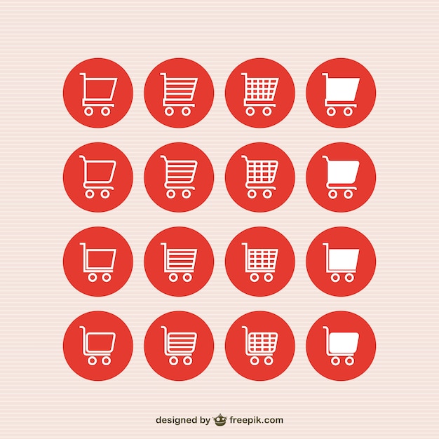 Shopping carts red icons