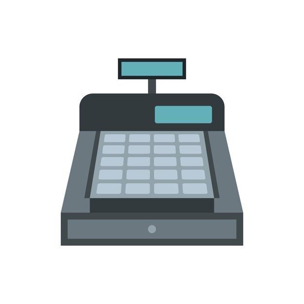 Vector shopping cash register icon in flat style isolated on white background