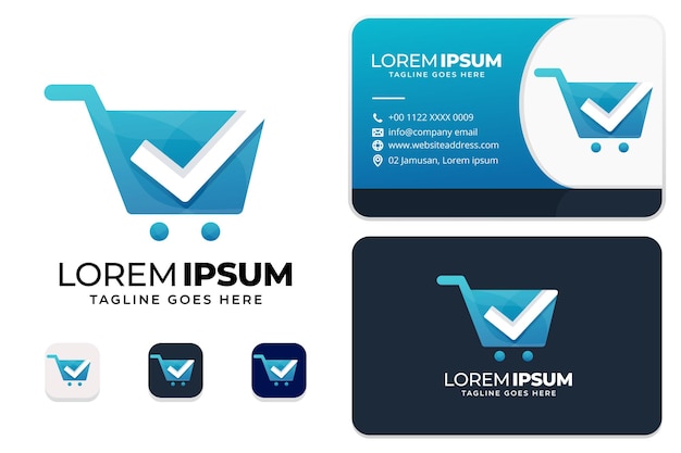 Shopping check logo with business card design