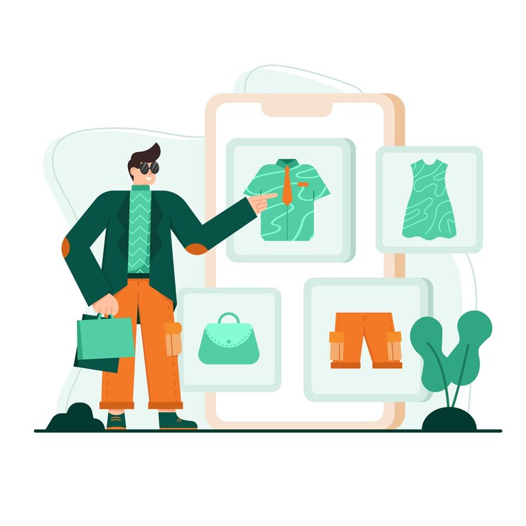 Vector shopping a cloth flat illustration