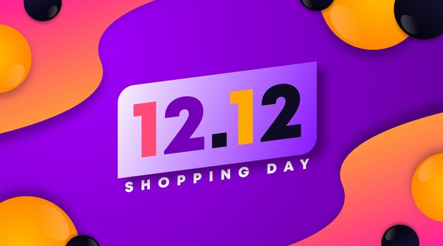 Shopping day background illustration. 12.12 sale web banner of shopping day illustration