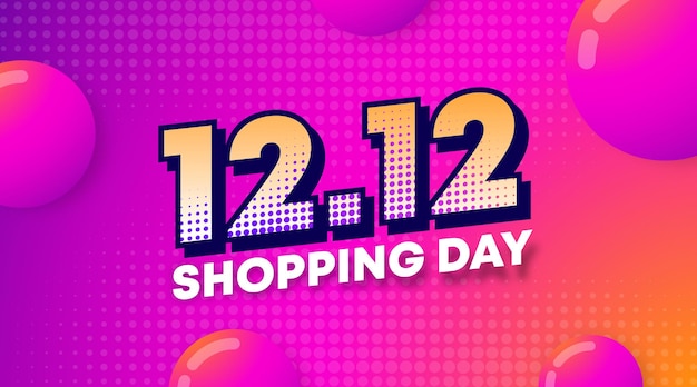 Vector shopping day background illustration. 12.12 sale web banner of shopping day illustration