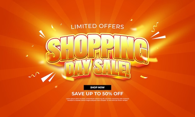 Vector shopping day sale limited offers with text effect banner template design background