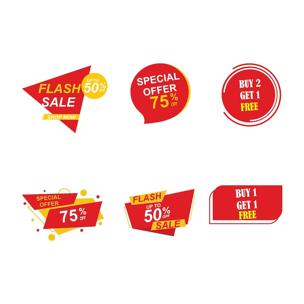 shopping discount ribbon vector set design