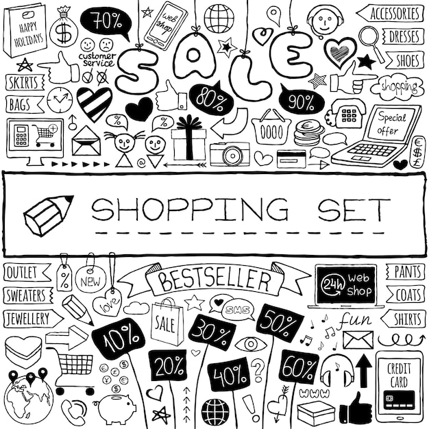 Shopping doodle set