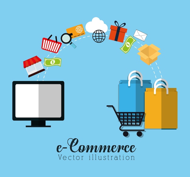 Vettore shopping e grafica e-commerce