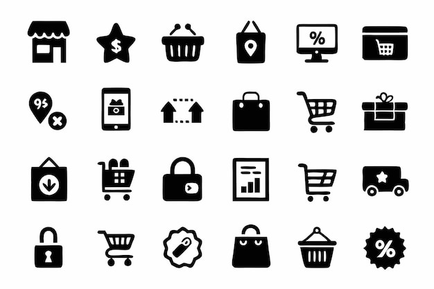 Набор икон для покупок и электронной коммерции ECommerce Shopping Shop Платеж плоская икона EBusiness