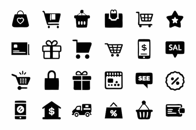 Набор икон для покупок и электронной коммерции ECommerce Shopping Shop Платеж плоская икона EBusiness