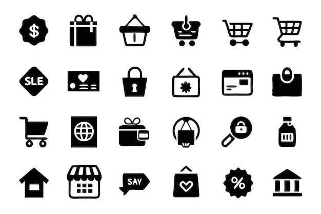 Набор икон для покупок и электронной коммерции ECommerce Shopping Shop Платеж плоская икона EBusiness