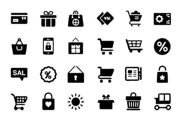 Набор икон для покупок и электронной коммерции ECommerce Shopping Shop Платеж плоская икона EBusiness