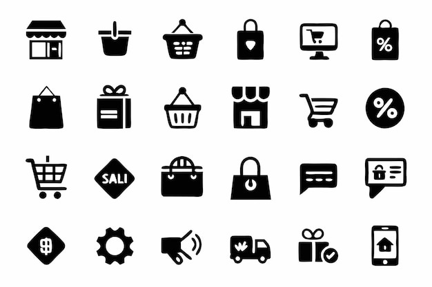 Набор икон для покупок и электронной коммерции ECommerce Shopping Shop Платеж плоская икона EBusiness
