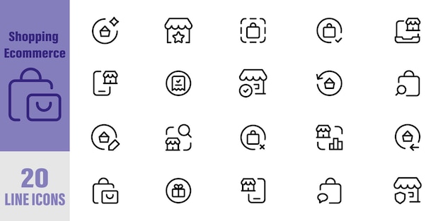 벡터 쇼핑 전자 상거래 선 아이콘 설정 쇼핑 온라인 쇼핑 얇은 선 아이콘 전자 상거래 기호