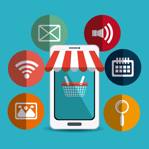 Vettore shopping, e-commerce e marketing