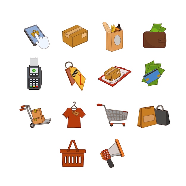 Shopping Element Illustration Set