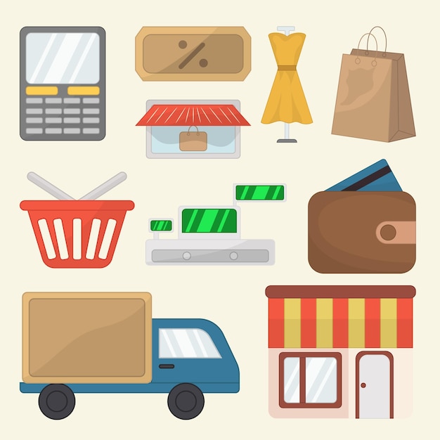 Vector shopping element set