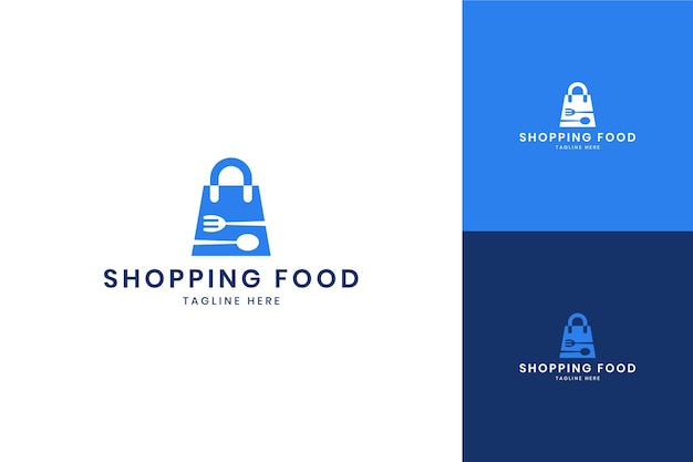 Shopping food negative space logo design