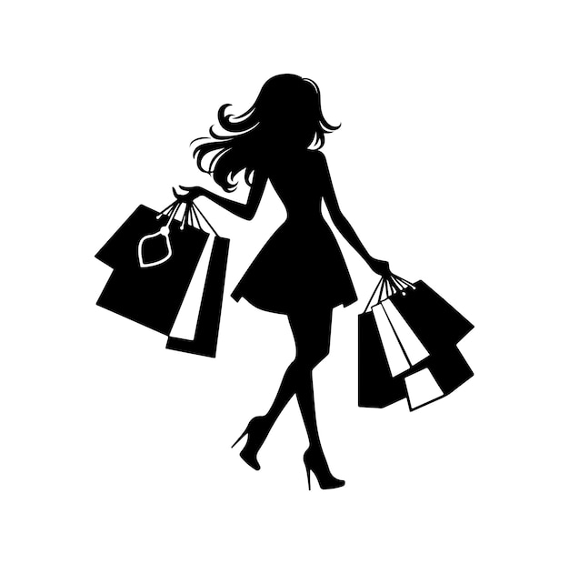 Premium Vector | Shopping girl silhouette vector illustration