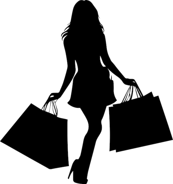 A shopping girl vector silhouette 2