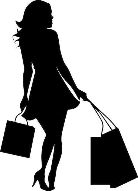 A Shopping girl vector silhouette 3