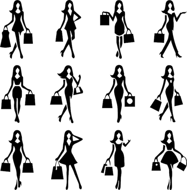 shopping girl vector silhouette illustration 3