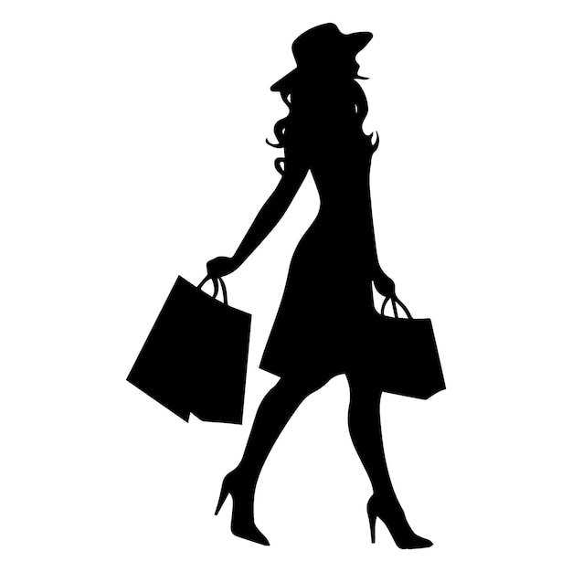 Vector a shopping girl vector silhouette