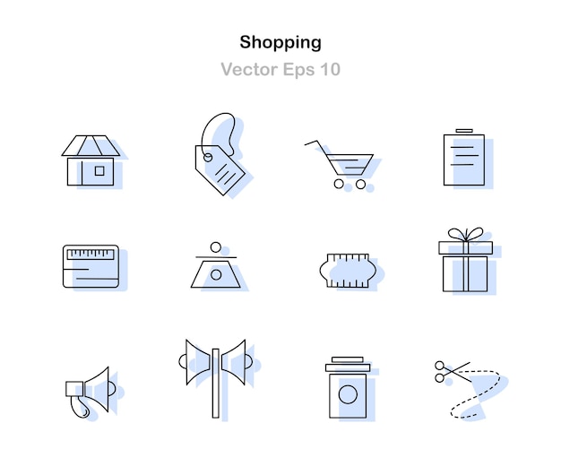 shopping icon bundle set vector