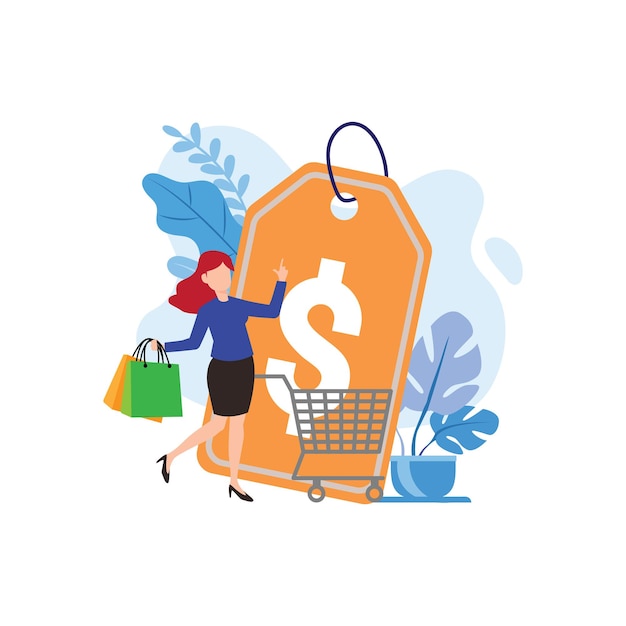 Vector shopping illustration flat design cute