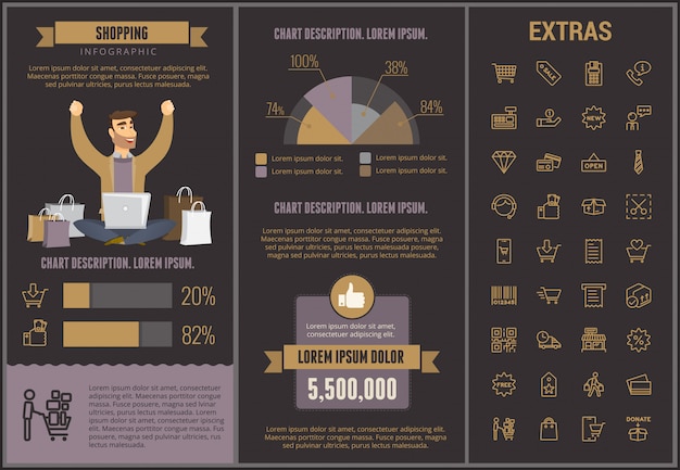 Shopping infographic template, elements and icons