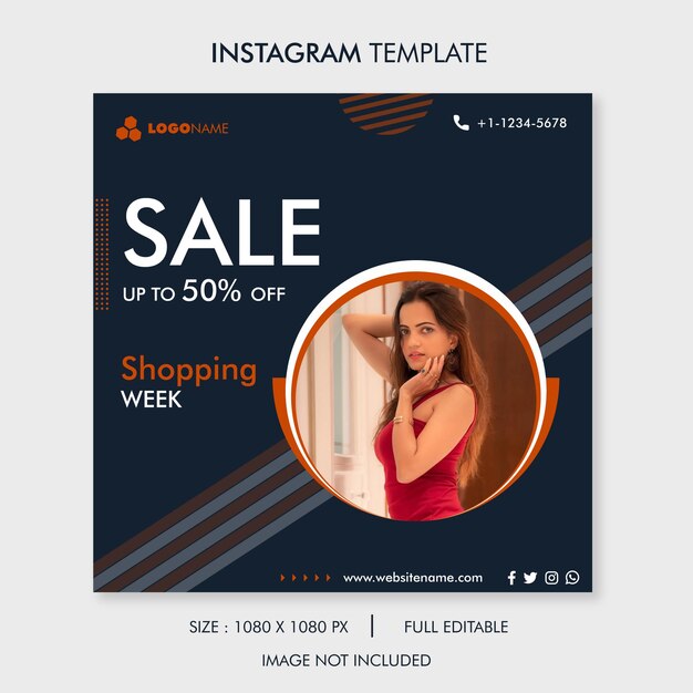 Vector shopping instagram post template sale discount shopping template