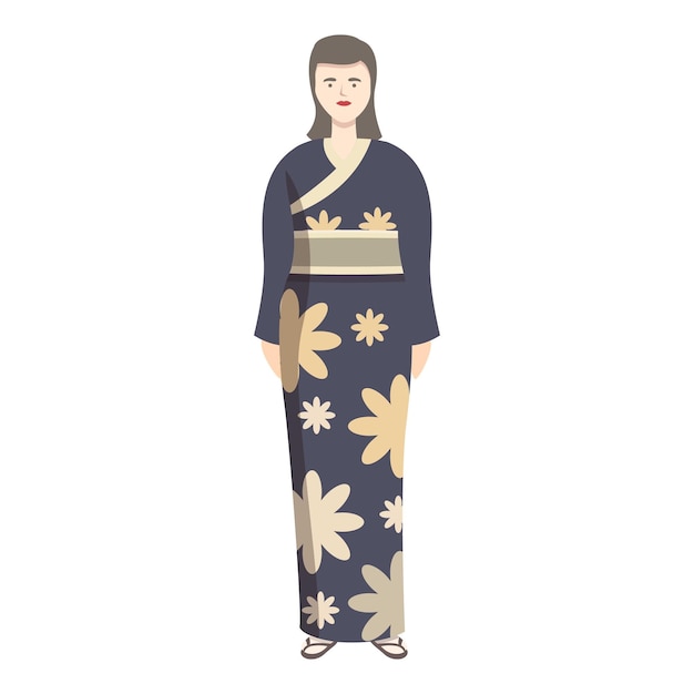 Vector shopping kimono icon cartoon vector asian woman cute lady